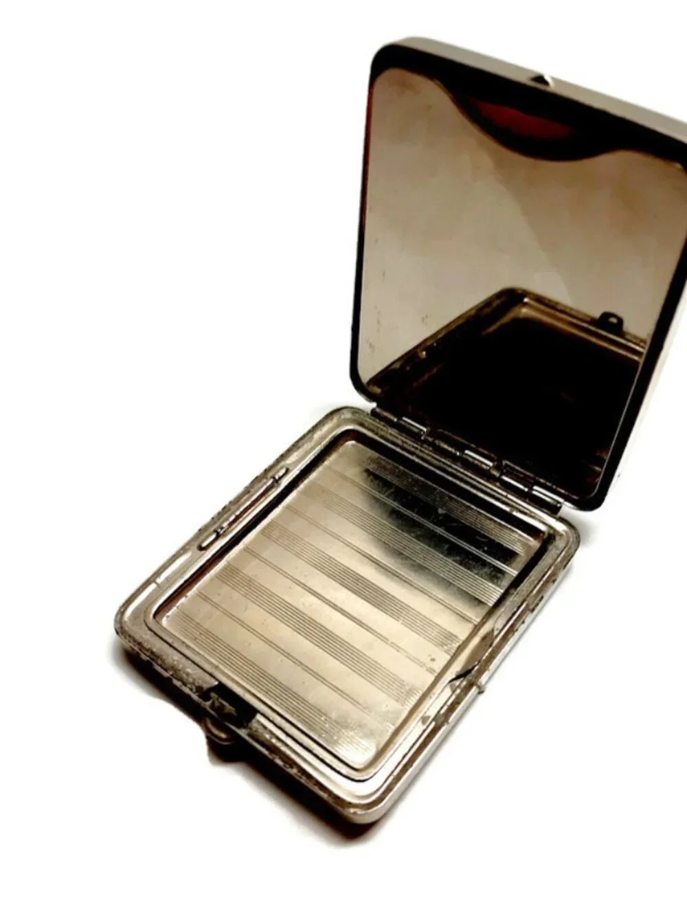 1930s Vintage Small Metal Souvenir Scenic Face Powder Compact Makeup Virginia